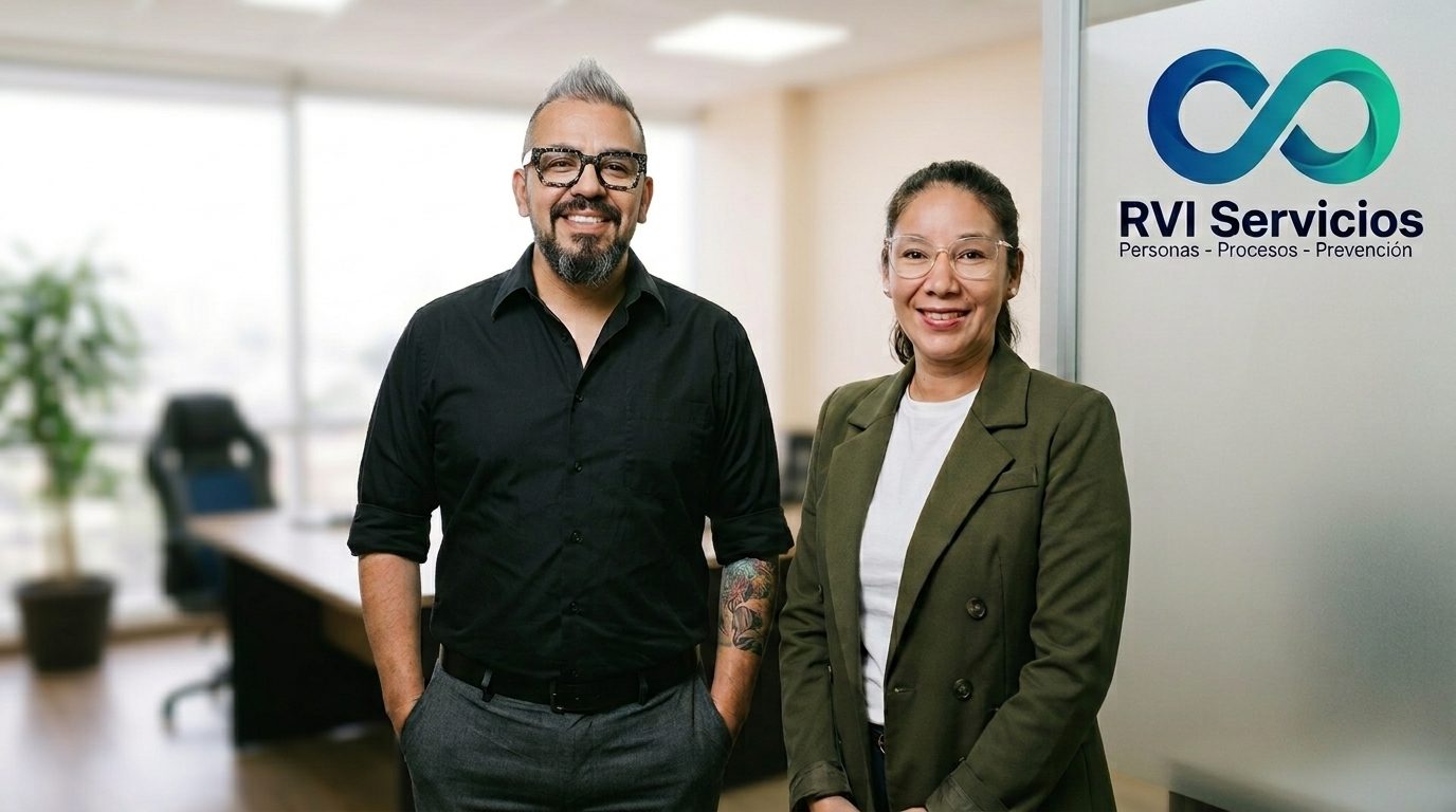 David Robles y Paola Vásquez, fundadores de RVI Servicios, en la oficina